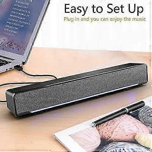 USB-driven Soundbar-högtalare för dator, stationär dator, bärbar dator, PC, svart (Bluetooth)