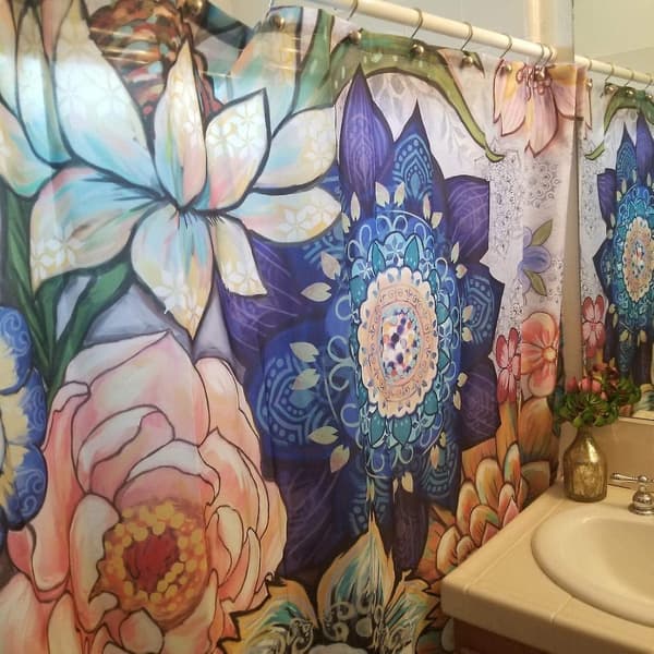 Duschdraperi Bohemisk Stor Blomsterserie 3D Digitaltryck Polyester Vattentätt 180*180H CM