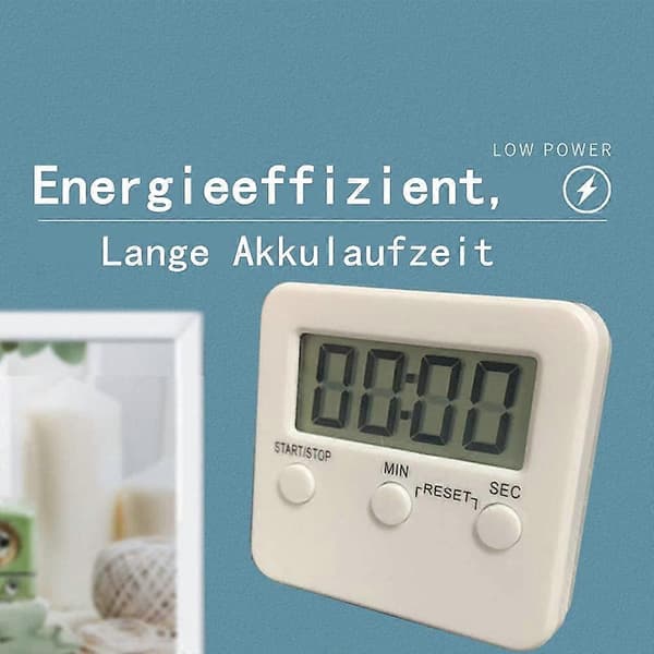 Äggklocka med Högt Alarm och Stor Display, Digital Köksklocka, Magnetisk Timer, Nedräkning, Sovklocka, Digitalt Stoppur (Vit)