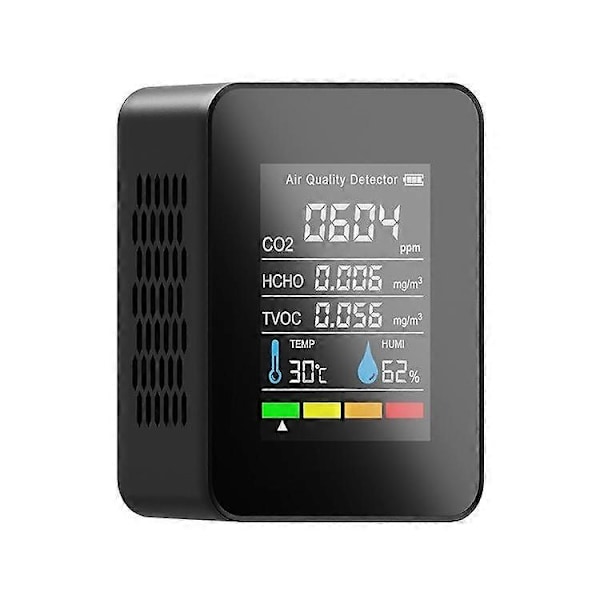 5 i 1 CO2 digital termometer fuktighetstestare koldioxid tvoc hcho luftkvalitetsmätare