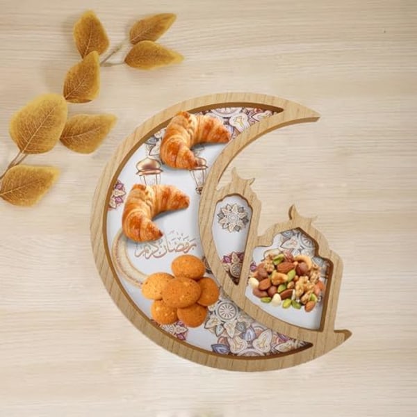 Ramadanbricka Eid Mubarak Islam Eid Tallrik Mat Fruktservering Snac Wood