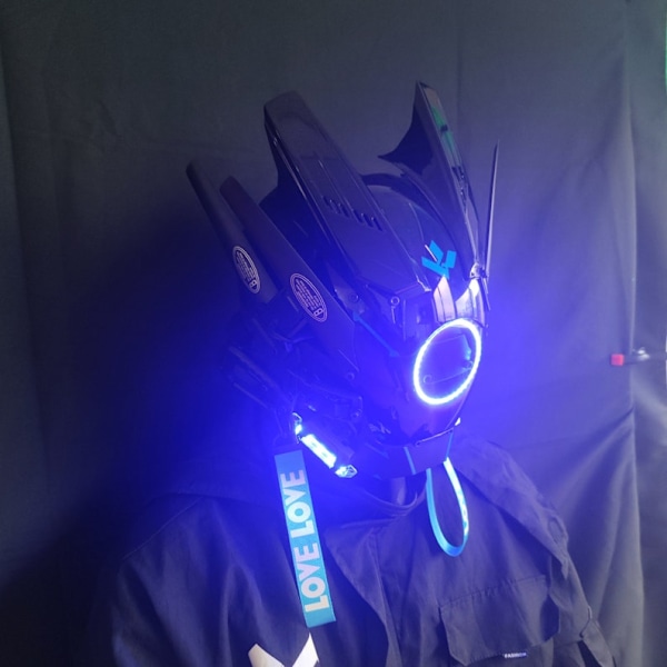 Blå Cyberpunk mask - Cybermask - Samuraihjälm - Taktisk hjälm Cosplay