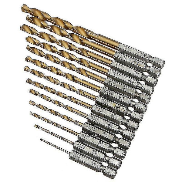 13 st Höghastighetsstål HSS Hex Skaft Borr 1,5-6,5 mm Borrsats Twist Borrar