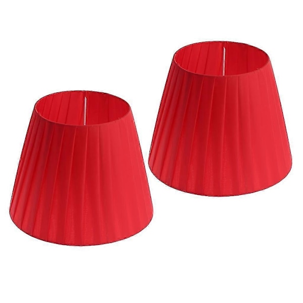 2-pack Helt Röda Bordslampskärmar i Linne för E27 Glödlampa Tillbehör Heminredning