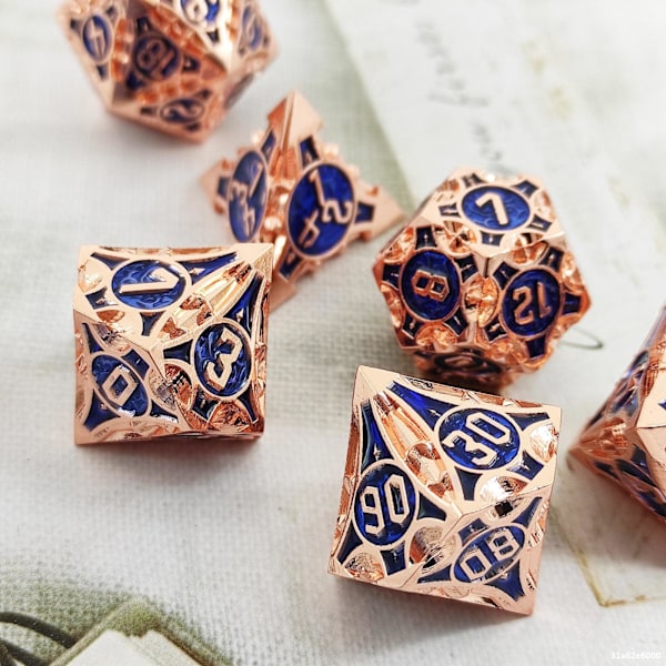 Handgjorda Metall DND Tärningar för Rollspel | DnD Tärningsset | Dungeons and Dragons Tärningar | DnD Tärningsset för Julklapp | Metall Tärningsset