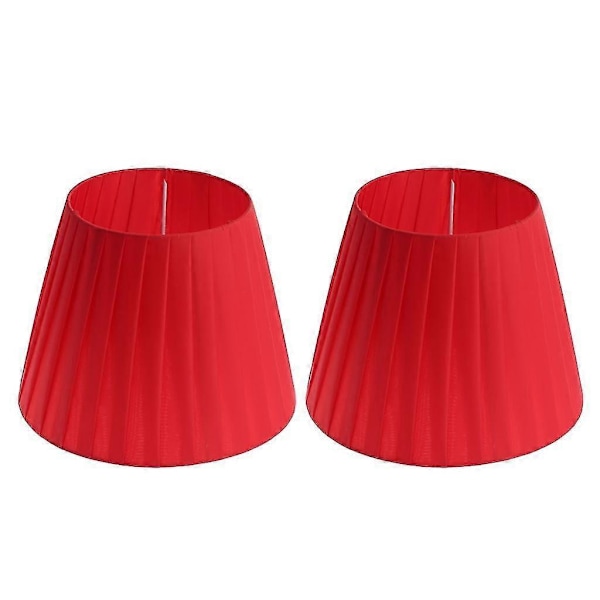 2-pack Helt Röda Bordslampskärmar i Linne för E27 Glödlampa Tillbehör Heminredning