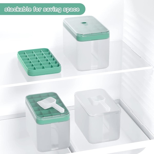 Isbitsform med lock, silikon isbitsform med lock, isbitslåda, isbitsform, stapelbar, BPA-fri