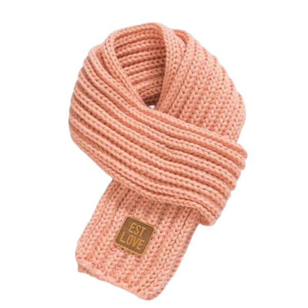 Barn Vinter Scarf Tjock Enfärgad Stickad Mjuk Hög Elastisk Pink