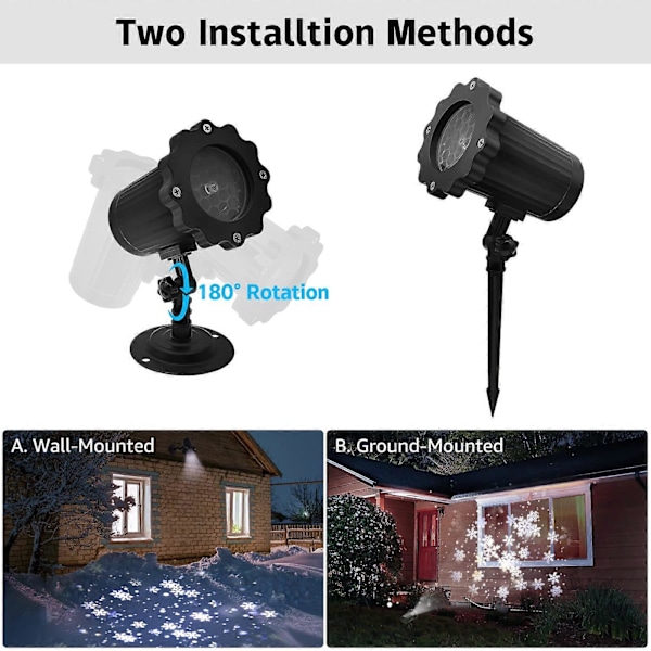 Snöflinga Projektorlampor LED Juldekoration IP65 Vattentät för Inomhus Utomhus Trädgård Gräsmatta Hem Fest