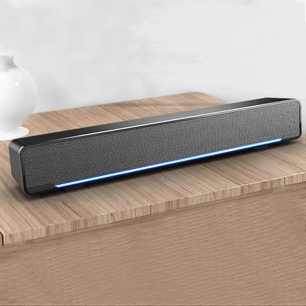 USB-driven Soundbar-högtalare för dator, stationär dator, bärbar dator, PC, svart (Bluetooth)