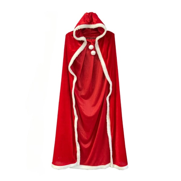 Elegant trendig julröd mantel, imiterad sammetsvit kant Red 150 Cm