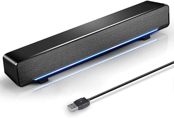 USB-driven Soundbar-högtalare för dator, stationär dator, bärbar dator, PC, svart (Bluetooth)