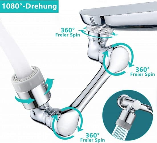 Roterande Kranförlängare Luftare 1080 Grader Multifunktionell