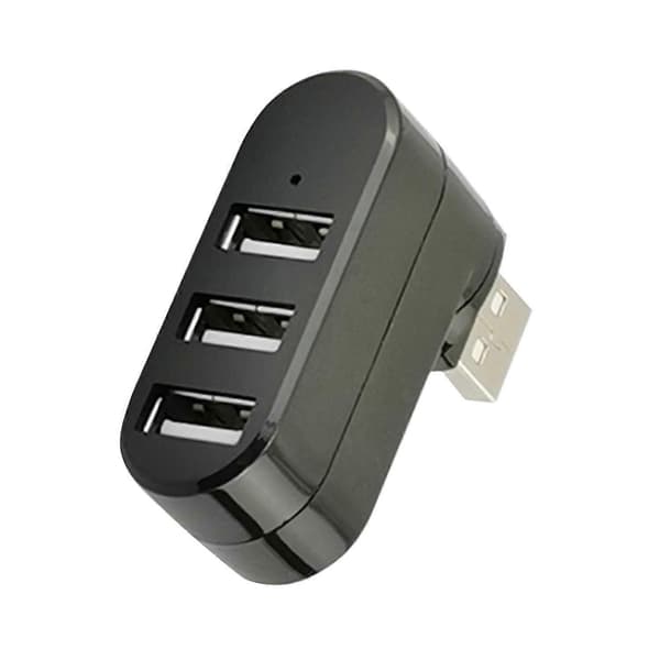 USB Port Splitter, USB 3 Port Kompakt Portabel Roterbar HUB, USB Hub Dock Svart