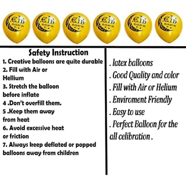 Eid Mubarak ballonger 15 delar guld Eid ballonger 12 tums latex B Eid Print Gold PACK OF 15