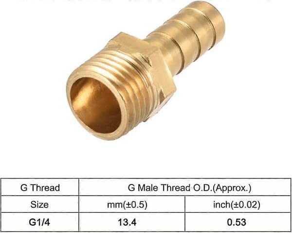 5st Mässing Slangnippel Anslutningsdon 8mm Barb x G1/4 Hankontakt