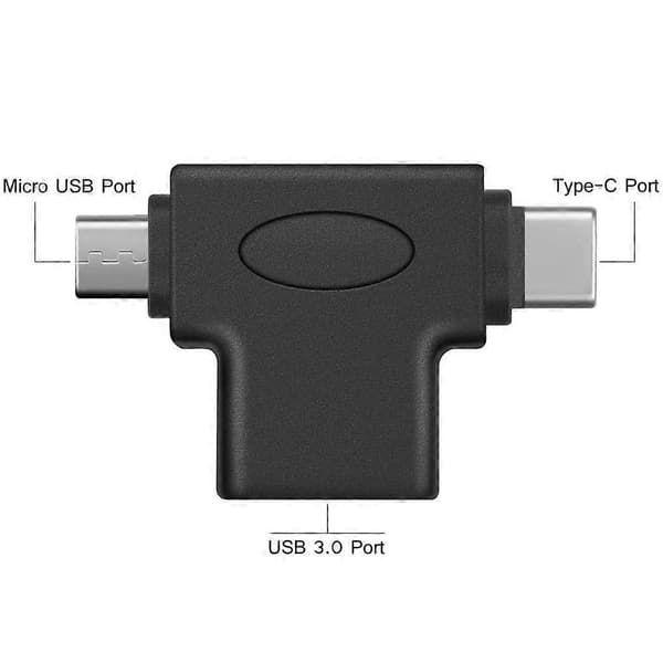 2-i-1 OTG-omvandlare USB 3.0 till Micro USB och Typ C-adapter USB3.0 Hona till Micro USB Hane och USB C/USB3.1 Hankontakt (2-pack)