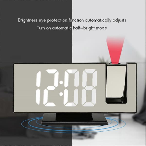 Digital Projektionsväckarklocka 7,3 tums LED-klocka Kompatibel Med Sovrum Vit