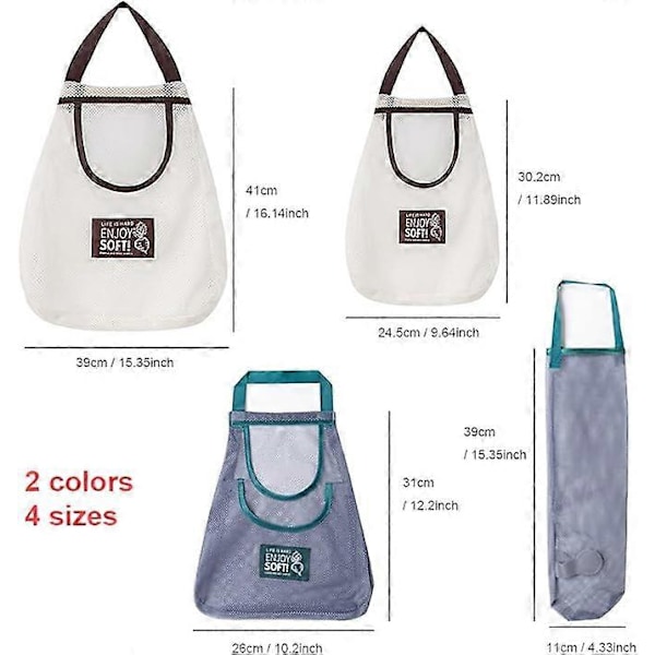 St Mesh Shopping Bag, Skräppåse, Bärbar Shoppingnätpåse, Tvättbar Nätpåse för Shopping, Frukt, Grönsaksförvaring (2 Färger)