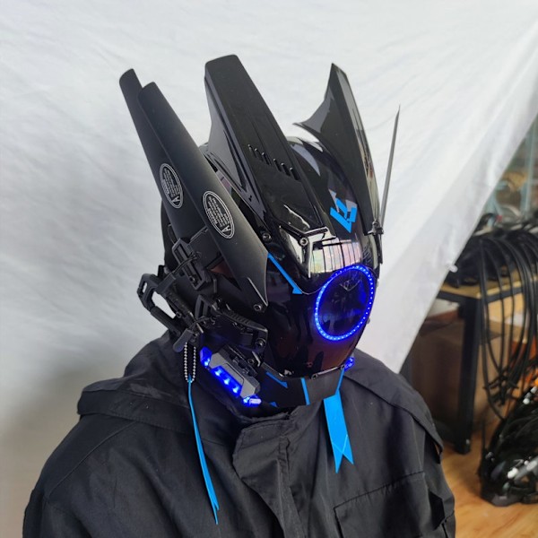 Blå Cyberpunk mask - Cybermask - Samuraihjälm - Taktisk hjälm Cosplay