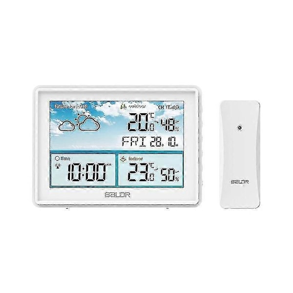 Trådlös Digital Väderstation med Färg LCD-Display, Termometer, Hygrometer, Väderprognossensor, Frostpunkt, Kalender och Väckarklocka