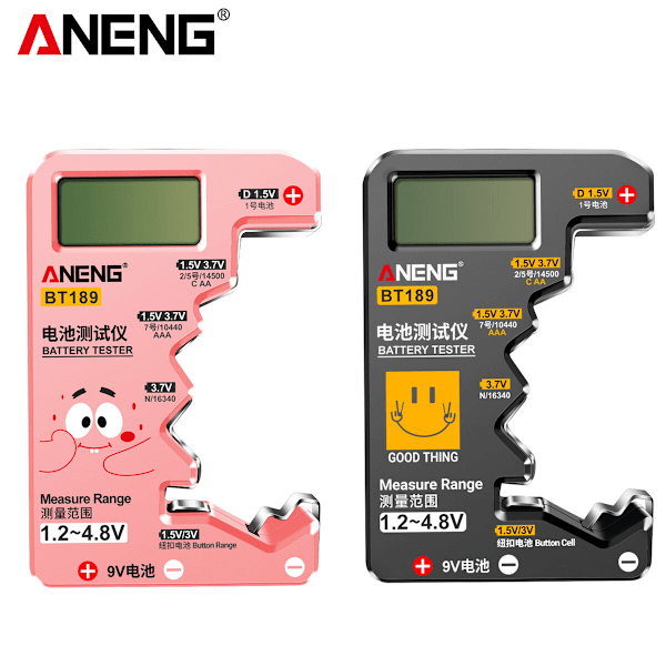 ANENG BT189 Digital Batteritestare LCD-Display AA AAA 9V 1.5V 3V Knappcellsbatteri Kapacitetskontroll Lastanalysator