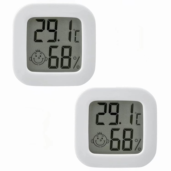Inomhustermometer Hygrometer, 2 st Mini Hög Noggrannhet Digital Inomhus Hygrometer Termometer, Exakt Termometer och Hygrometer för Hem, Kontor, Re