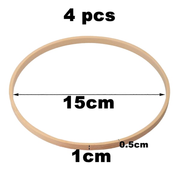 4 stycken träringar för pyssel, drömfångarringar bambu, träring 15 cm, träringar makramé, makraméringar, träramar