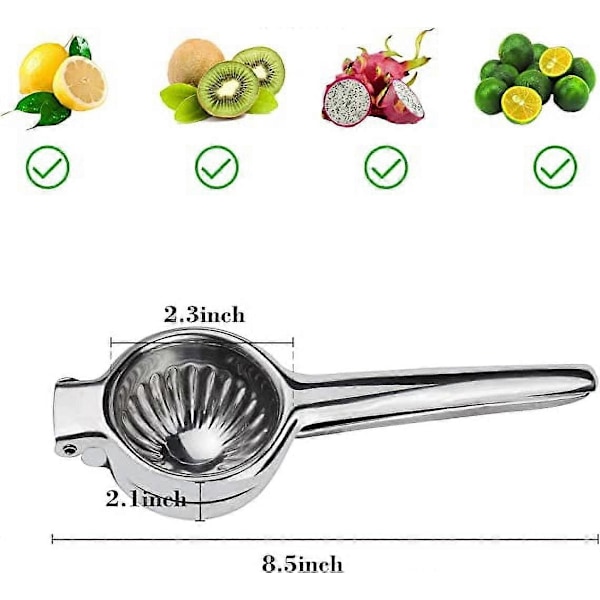 Manuell juicepress i rostfritt stål, manuell citruspress för att pressa citroner och lime, apelsiner, grönsaker