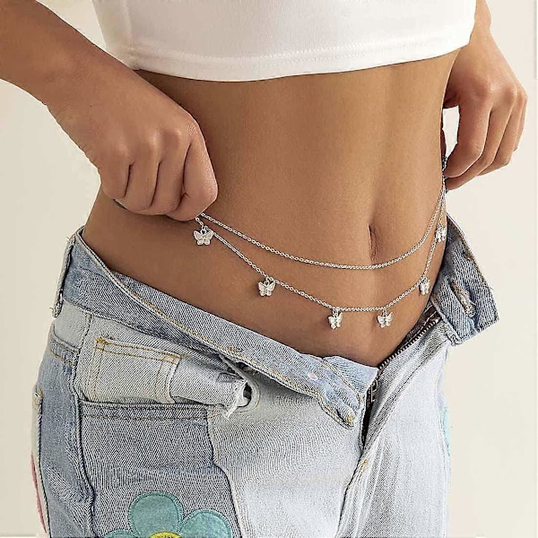 Boho fjäril midjekedja magkedjor kroppskedjor strand midjesmycken accessoarer för kvinnor och flickor