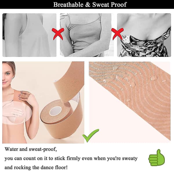 2 st Brösttejp Hudfärg, Andningsbar Bröstlyfttejp, Push Up-tejp
