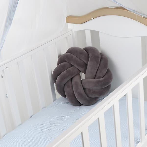 Knuten Kudde DIY Handvävd Tvåtrådig Rund Kudde Ljusblå 30*30*12cm PP Bomull+spandex