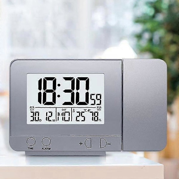 Projektionsväckarklocka för sovrum, Inomhustermometer, Hygrometer
