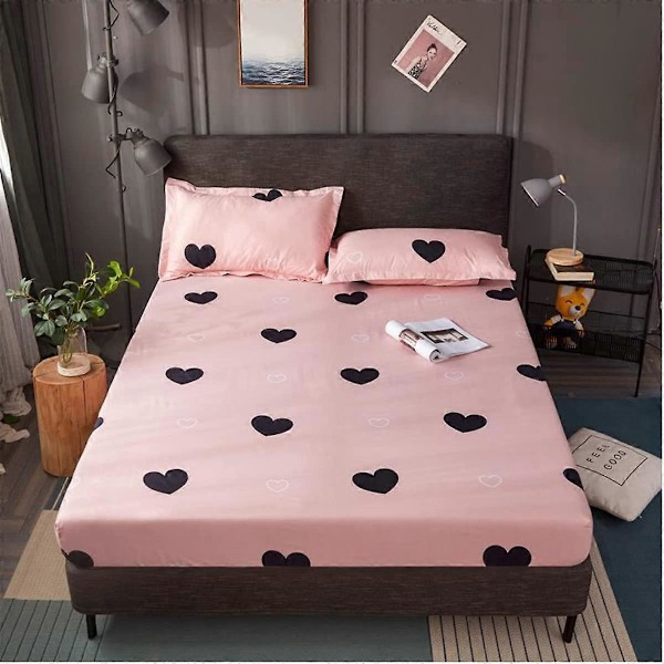 Madrasskydd för barn, blå stjärnmåne galax lakan för enkelsäng resårmadrass för upp till 25-30 cm madrass, rosa-180*200*27cm