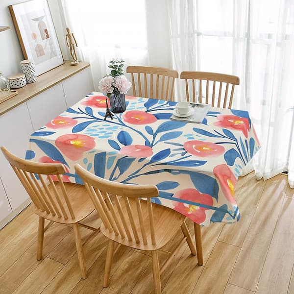 Bordsduk, tryckt bordsduk, rektangulär skrynkelfri tvättbar bordsduk, slitstark polyester bordsduk för kök, middagar, fester (55 tum)