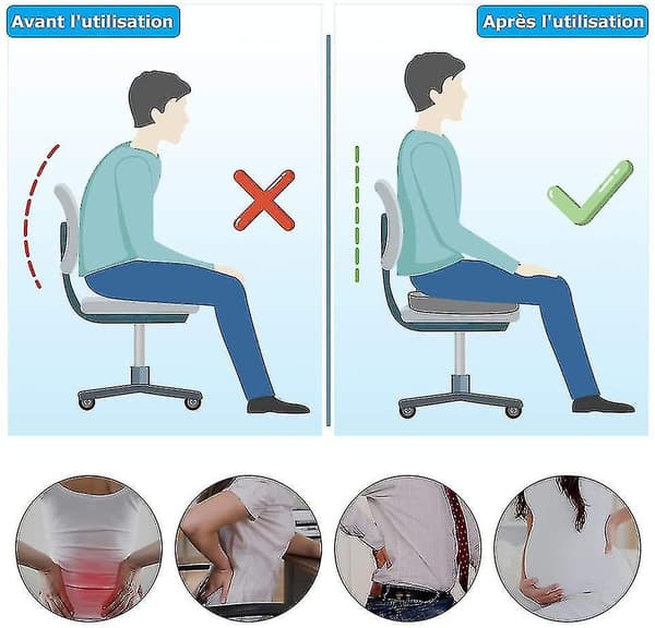 Ergonomisk sittdyna i memory foam för kontor, bil och rullstol