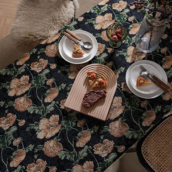 Bordsduk, tryckt bordsduk, rektangulär skrynkelfri tvättbar bordsduk, slitstarkt blandat bordsöverdrag för kök, matsal, picknick, fester (78 tum)