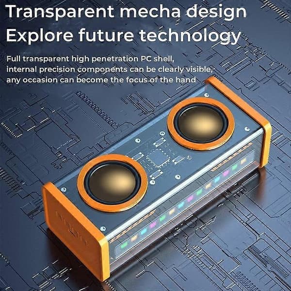 1 st transparent mecha bluetooth-högtalare liten stålkanon