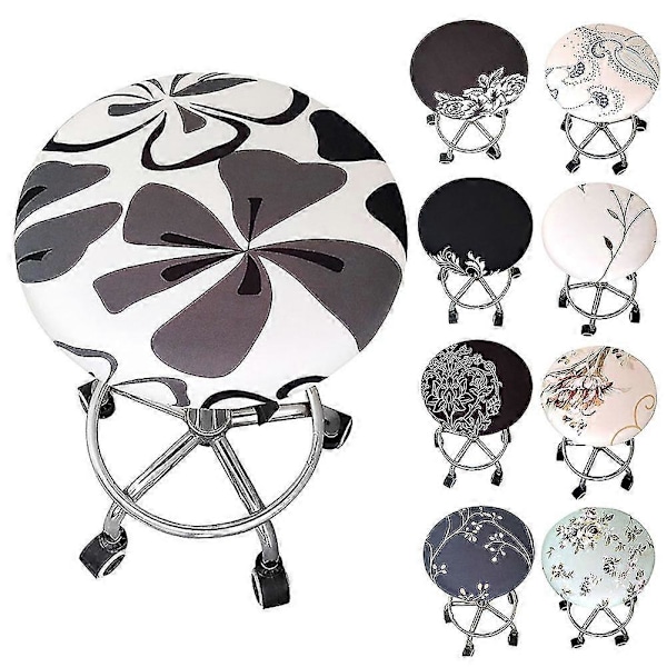 Rund Blommig Tryckt Elastisk Spandex Stolsöverdrag Dekor För 30-45cm Stol Pall Kaesi