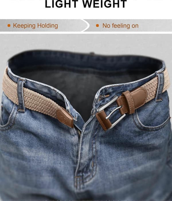 Bälte för män 2-pack, herrpresent stretch flätat webb bälte elastiskt för vardagliga golfjeans