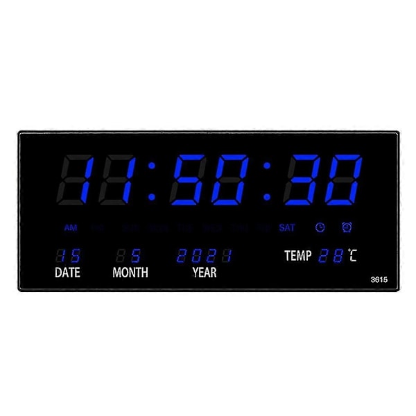 LED Evighetskalender Elektronisk Klocka Digital Väggklocka Blå