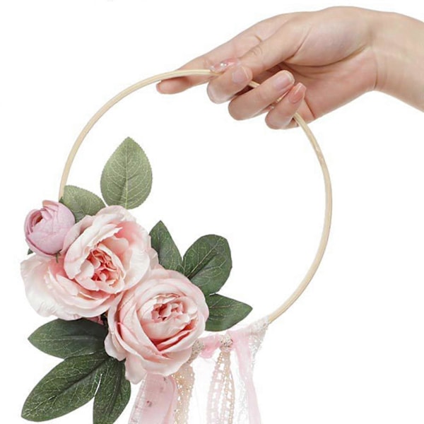 4 stycken träringar för pyssel, drömfångarringar bambu, träring 15 cm, träringar makramé, makraméringar, träramar