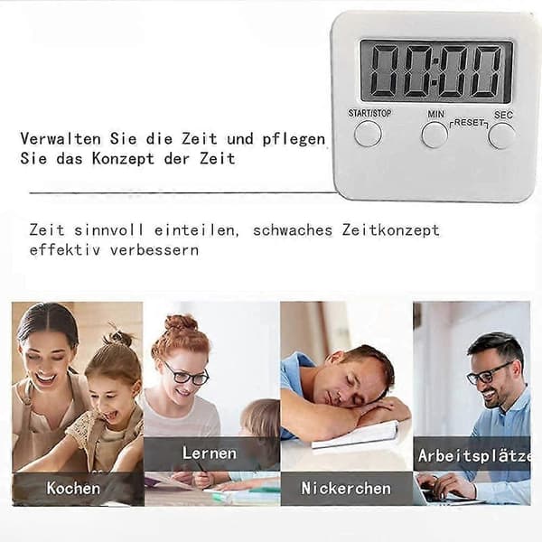 Äggklocka med Högt Alarm och Stor Display, Digital Köksklocka, Magnetisk Timer, Nedräkning, Sovklocka, Digitalt Stoppur (Vit)