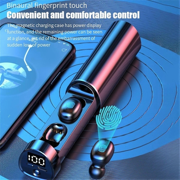 Digital display touch trådlöst 5.0 binauralt bluetooth headset med effektvisning