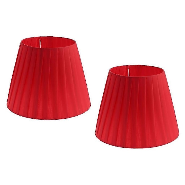 2-pack Helt Röda Bordslampskärmar i Linne för E27 Glödlampa Tillbehör Heminredning