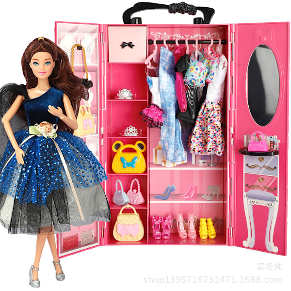 66 st/set Barbie Docka Klänningar Skor Smycken Kläder Tillbehör Utklädningslek För 30cm Docka