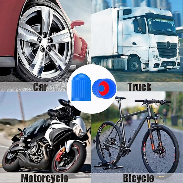 10 st Däckventilkåpor, med O-ring, Universella dammskydd för SUV, Bilar, Cyklar, Motorcyklar, Lufttät Försegling, (10-pack Blå)