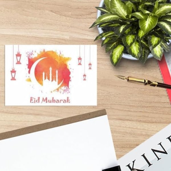 6-pack Eid Mubarak-kort, Eid-hälsningskort, islamisk muslimsk Rama Style3