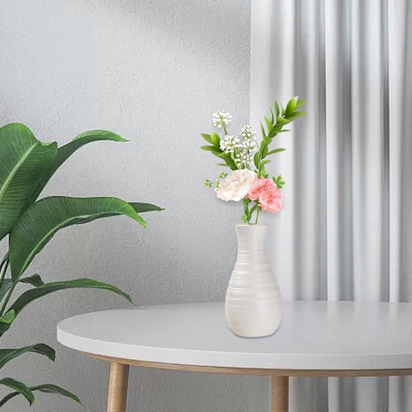 Vit Hög Vas, Lämplig För Vardagsrums- Och Sovrumsdekoration, Skapar Atmosfär Med Blomsterarrangemang