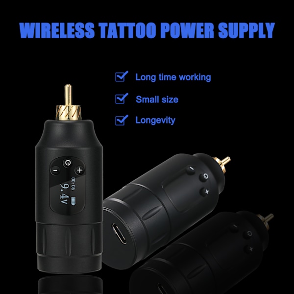 Tuffking andra generationens trådlösa tatueringsströmförsörjning motorpenna ström RCA motor OLED strömförsörjning